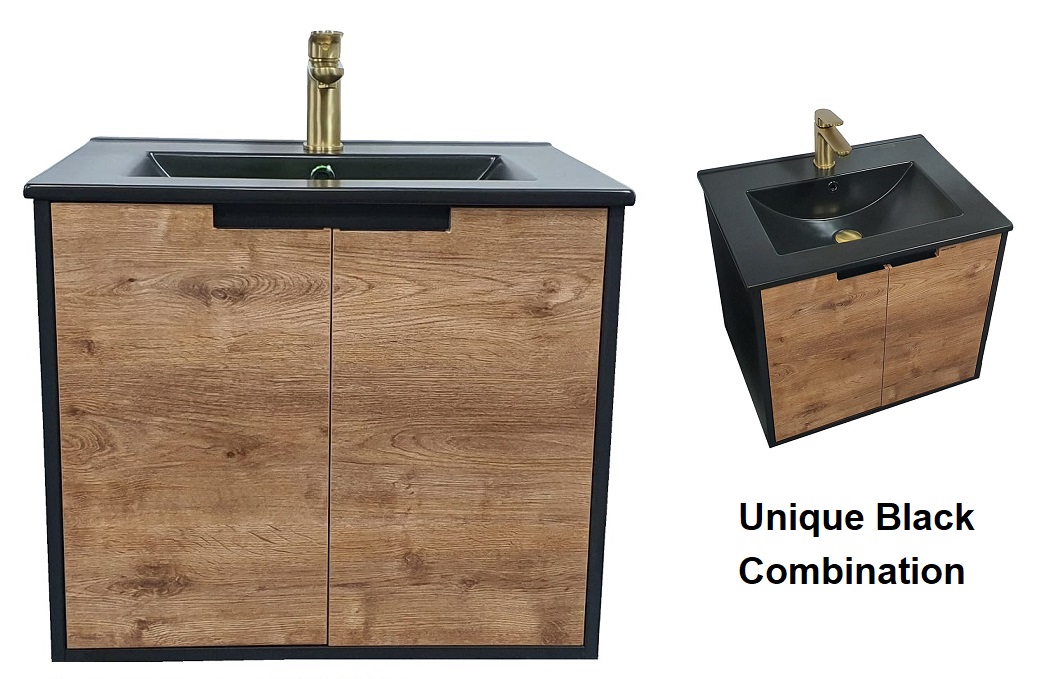 600mm PVC Vanity Cabinet Set D6105 Black Sink